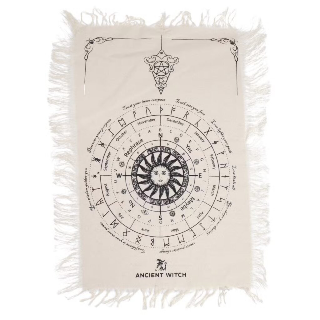 Sun face pendulum board cloth in natural cotton with black print