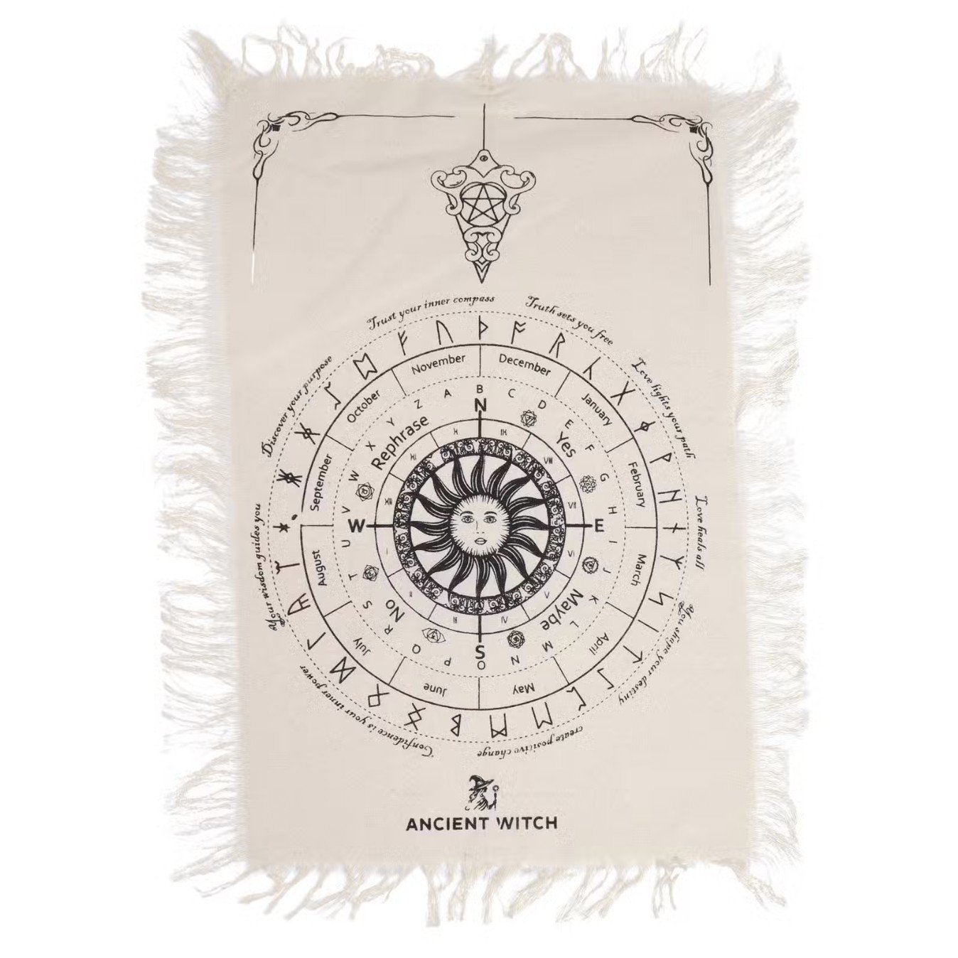 Sun face pendulum board cloth Sun face pendulum board cloth in natural cotton with black print