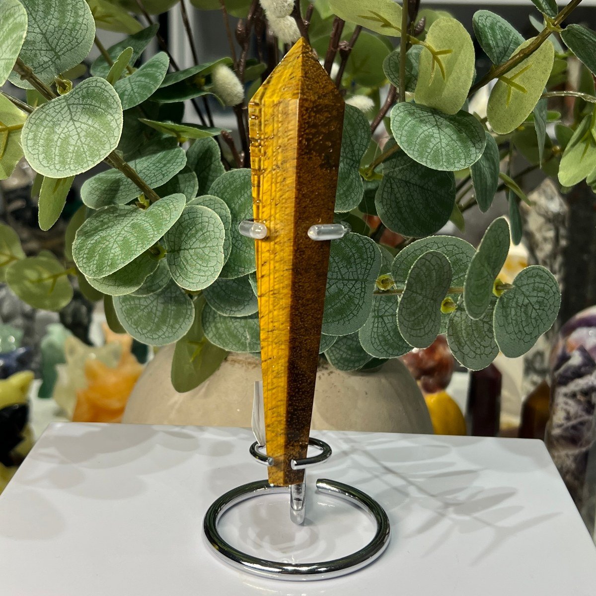Tigers eye wand with golden chatoyant bands