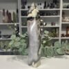 Volcano agate tower 28cm, grey and white agate with dark crusted bands and cream patches, Mystic Grove UK